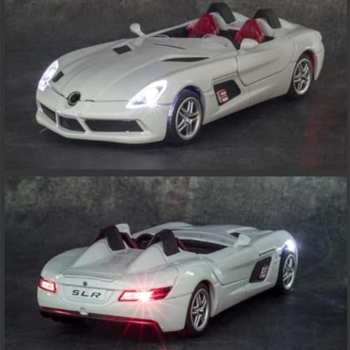 Image of 1 /32 Merceedes Benz SLR AMG GT Future Model Car - Exclusive Alloy Metal Pullback Toy with Openable Doors, Lights, and Music for Kids (1:32 Merceedes SLR- Silver)