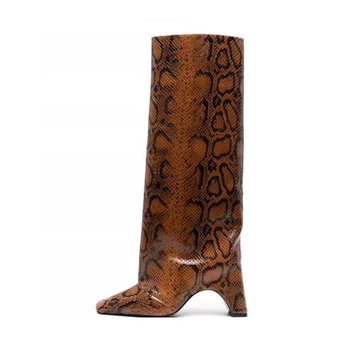 Knee High Boots for Women Square Toe Platform Block heel Design Classic Chunky Long Boots3