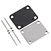 2 Pack Guitar Metal Neck Plates with Plastic Mat Compatible for Strat Tele Style Electric Guitar Replacement, Chrome
