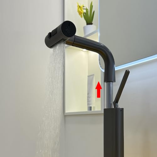 Grifo de baño giratorio 360 grados JRUIA negro mate con tres flujos de agua 8