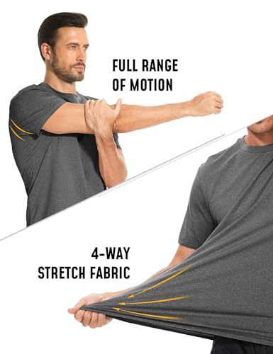 Mens Shirts Short Sleeve Workout T-Shirts Gym Summer Beach Tshirts UPF 50 SPF Sun Protection Rash Guard Athletic Casual Tee Lightweight Grey M, Deep Gray3