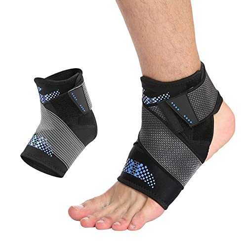 LTLCLZ 2Stück Verstellbare Knöchelstütze Pad Schutz Elastische Bandage Knöchelbandage Schutz Verstauchungen Verletzungen Wrap Fersenpolster Für Basketball,Blau,XL