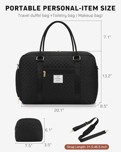 Travel Duffle Bag, Weekender Bags for Women with Shoe Compartment, Carry on Overnight Bag with Toiletry Bag & Wet Pocket, Hospital Bags for Labor and Delivery (Black)4