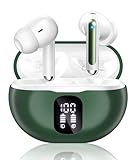 Wireless Earbuds, Bluetooth 5.4 Headphones with 50H Playback, Deep Bass Stereo Ear Buds Clear Calls with LED Power Display, IPX7 Waterproof, in-Ear Earphones with Mic for Phone/Android/iPad, Green