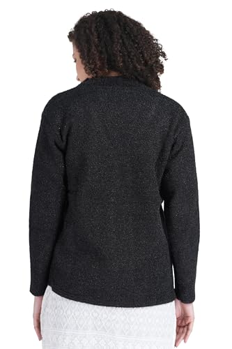 Image of MANRA Women's Woolen V-Neck Buttoned Full Sleeve Cardigan Self Design Soft Wool Fabric Winter Wear Pure Wool Sweater Fully Warm with Front Pockets Stylish Cardigan