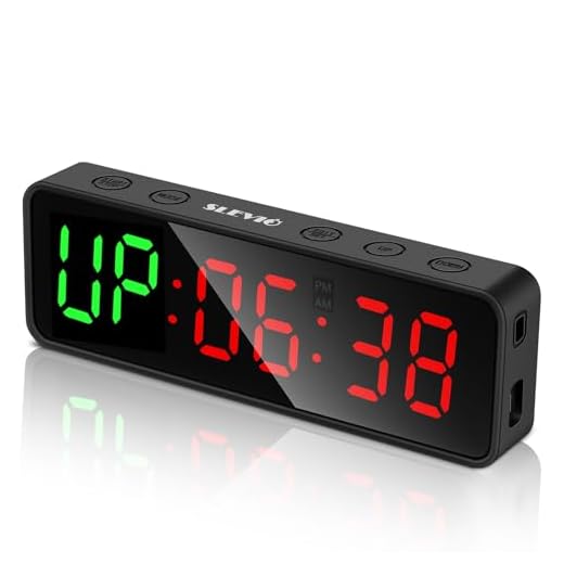 SLEVIO Portable Gym Timer, Fitness Timer Clock with Built-in Powerful Magnet, Large LED Digital Anti Vertigo Display, Home Gym Accessories Upgraded Workout Timer for Gym Home Garage Scools (Black)