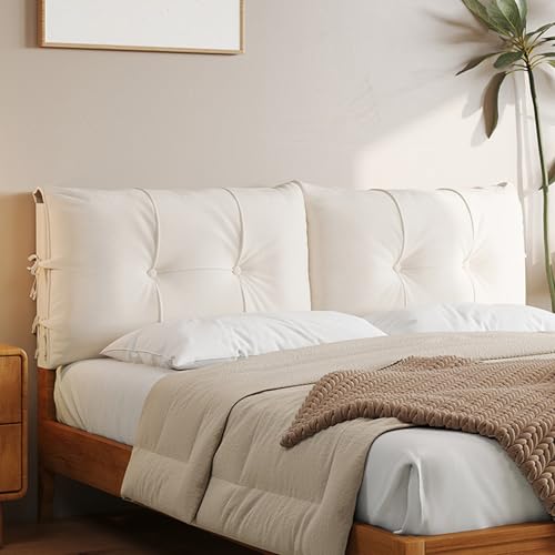 Almohada tapizada para cabecera con correas extraíbles, respaldo de pared, lavable, con bolsillo para teléfono, cojín de posicionamiento de apoyo (negro, 135 x 60 x 12 cm)