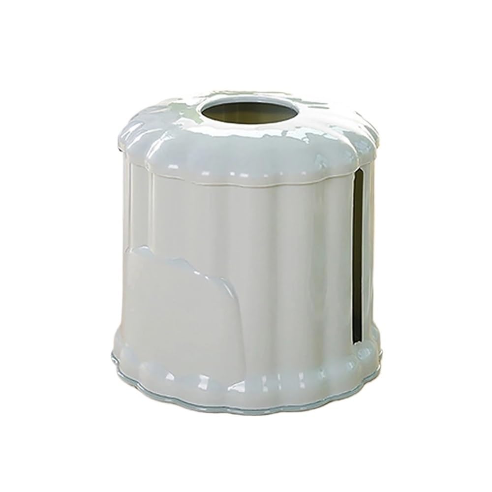 Household Tissue Box Coffee Table Dining Table Circular Napkin Storage Box Roll Paper Suction Box(Blue)