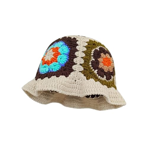 HCBLWY Crochet Bucket Hat Handmade Foldable Cap Knit Fisherman Caps Travel Hats Knitted Hats for Women (B-Beige)