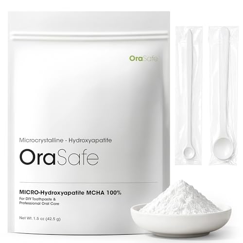 OraSafe Micro Hydroxyapatite Powder Pure MCHA Calcium Phosphate Ingredient 42.5g (1.5 oz) for DIY Tooth Powder Oral Care Formulations and Soap Making Fluoride Free