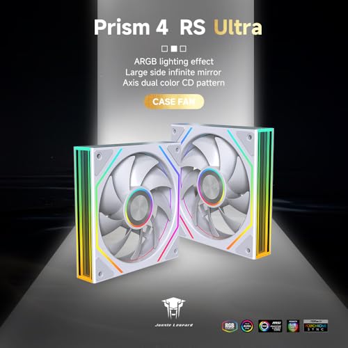 Image of Jungle Leopard Prism4RS Ultra 120mm PC ARGB Computer Case Fans|Infinity Mirror|Daisy-Chain|4 PIN PWM 1850RPM(White Forward 3 Pack)