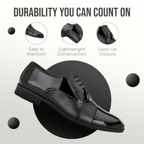Image of San Frissco Mens Formal Shoes Lace Up Textured Glossy Oxfords /Soft Cushioned Footbed with TPR Sole /Comfortable, Stylish, Trending, Party, Outdoor Shoes for Office & College