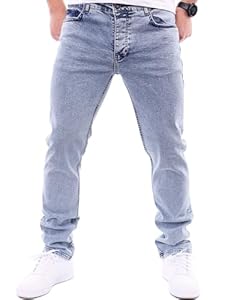 Reslad Jeans Herren Regular Fit l Jeanshose mit Stretch Männer Herren Hose l 5-Pocket Straight-Cut RS-2125 Hellblau W38 / L32