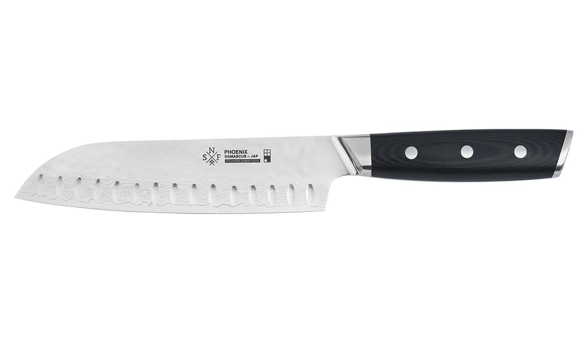 AUSONIA - 62813 CUCHILLO DE COCINERO SANTOKU CON HOJA DE ACERO INOXIDABLE DAMASQUINADA CM 18