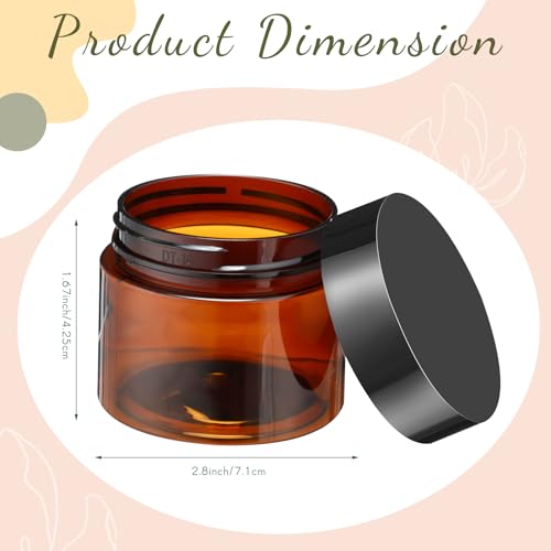 Image of Patelai 4 Pcs Plastic Jars Wide Mouth with Lids,4 Ounce,Amber | Travel Size for Creams Oils, Clear Round Storage Cosmetics Containers, Leak Proof Screw on Lids for Makeup Beauty DIY
