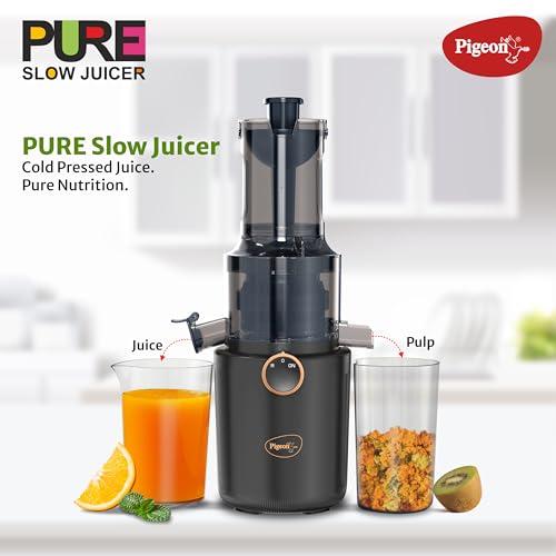 Image of Pigeon by Stovekraft Pure Slow Juicer| 250W Motor| Nutrient Rich Juice| All-in-1 Fruits & Vegetable Juicer| Maximum Juice Extraction Auger | Separate Juice & Pulp Cups | 2 Year Warranty