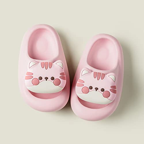 Boys Girls Toddler Little Kid Cloud Slides Sandals Thick Sole Cartoon Slippers Shower Bathroom Pool (Pink, 1 Big Kids)3