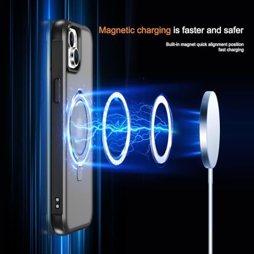 Image of iPhone 14 Plus Magsafe Stand Case | Matte Design & 360 Protection | Military-Grade Apple iPhone 14 Plus Cover | Ultra Premium - Black