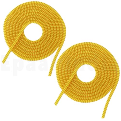 Image of J'TTON Spiral Triple Color (2 Pcs) 1.4 Meters Each-Full Size Cable Cord Charger Protector Saver Winder for iPhone & Android Charging Cables (Yellow)