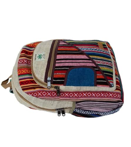 Himalayan Fashion Rainbow Multicolor Large Pocket Hemp American Native Design Backpack2