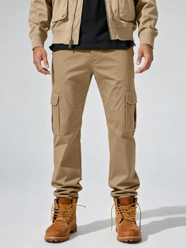 PLEPAN Men's Casual Cargo Pants Relaxed Fit Stretch Joggers Elastic Waist Hiking Pants with 6 Pockets for Streetwear - Image 3