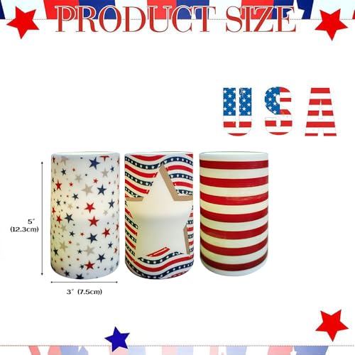 Image of Patriotc 4th of July Flameless Pillar Candle with Timer Remote
