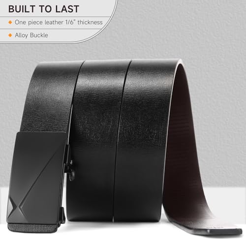 Leather Ratchet Belt for Men Adjustable Buckle
