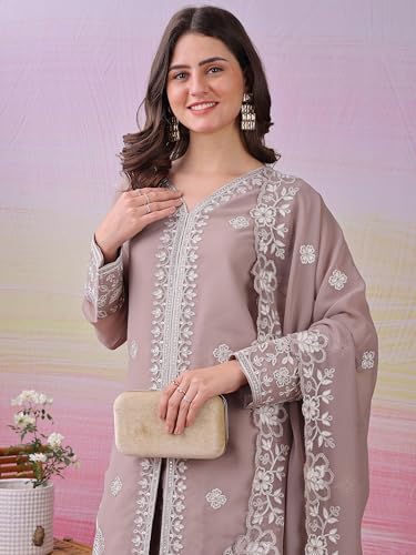 Image of Women's 3 Piece Kurta Pant Dupatta Set | Georgette Fabric Kurta Sets for Woman | Kurti Set for Woman | Elegant Suit Set for Women Georgette Fabric