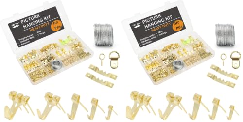 Image of Mr. Pen- Picture Hanging Kit, 310 pcs, Gold, Assorted Hooks (Pack of 2)