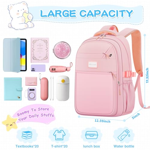 Pragari 8697-PINK Aesthetic Backpack For School Cute Laptop Pink Backpack Teens Girls Travel Casaul Daypack Lightweight Book Bags thumb #1