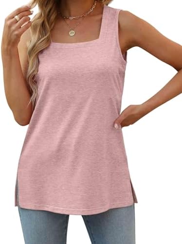 Tunic Tops to Wear with Leggings Sleeveless Tank Tops Floral Summer Clothes L