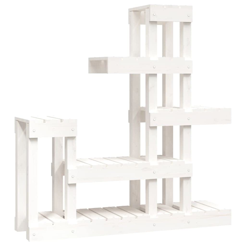 Stojak na rośliny biały 92 x 25 x 97 cm lite drewno sosna
