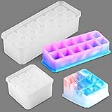 Tomorotec DIY Silicone Epoxy Resin Mold 2-Sizes Multi-Slot Organizers Casting Molds for Lipstick,...
