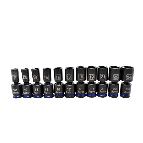 Image of Astro Tools 78244M 11pc 1 /2 inch Drive Mid-Length Pinless Universal Impact Sockets - Metric