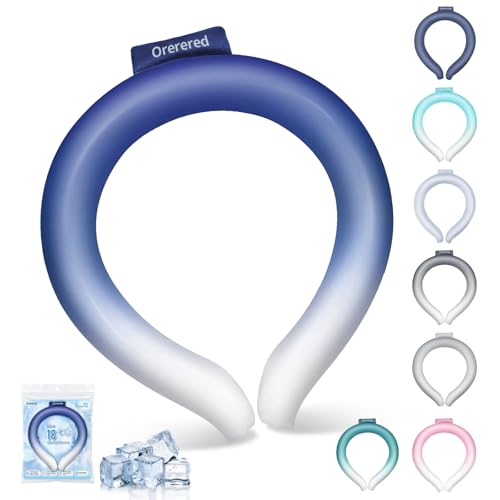 Image of Neck Cooling Tube 70% Gel Increase Ice Cooler Ring Wearable Cooling Neck Wraps for Summer Heat Body Cooling Products for Outdoor Indoor Activities Relief for Hot Flashes (Blue White, L)