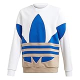 Baumwolle adidas Unisex-Kind Big TRF Crew Sweatshirt, Blanco/Khaki Trace/Royal Blue, 140