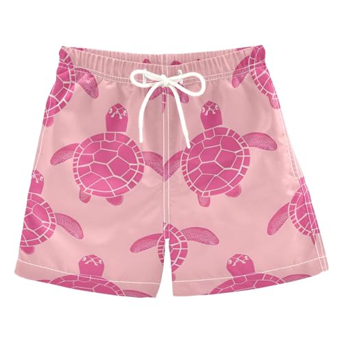 OREZI Boys Swim Trunk Pink Sea Turtle Seamless Bathing Suit for Kids