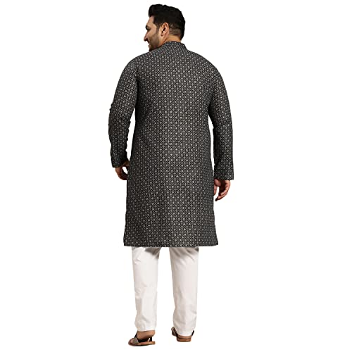 Sojanya Plus (Since1958) Men's Cotton Linen Blue Foil printed Kurta and White Pyjama Set3