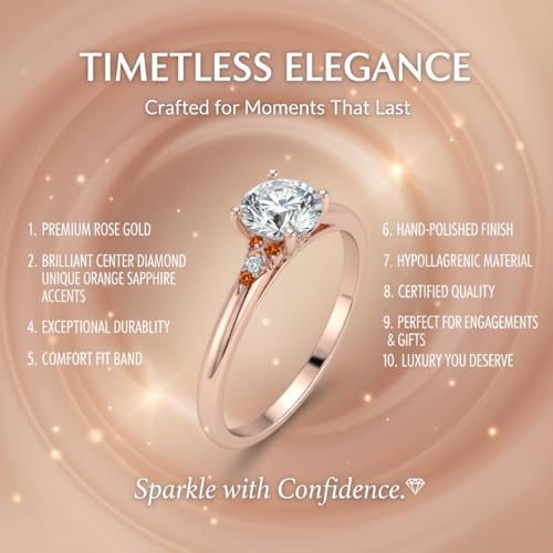 Image of Choose Your Gemstone Petite Dome Engagement Ring Rose Gold Plated Round Shape Petite Engagement Rings Everyday Jewelry Wedding Jewelry Handmade Gifts for Wife US Size 4 to 12