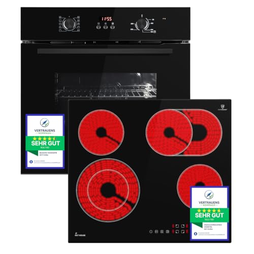 KKT KOLBE Autarkes Herdset | 60cm Einbaubackofen BO8005FB | 59cm Kochfeld CH5901RL | Grill | Heißluft | Automatik-Timer | Wärmeschutzverglasung | Kindersicherung | Knebelbedienung | SET8005FBCH59RL