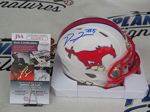 Xavier Jones signed Southern Methodist SMU Mustangs mini helmet JSA COA