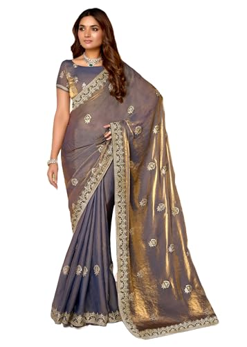 Sari traditionnel indien brodé en mousseline pour mariages et grandes fêtes de famille
