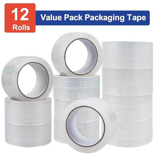 Auyaars SSX00002 Clear Packing Tape, 12 Rolls Shipping Tape, 2.7Mil Packaging Tape, 1.88 Inch X 60 Yd, 3 Inch Core, 720 Yds, Heavy Duty Packing Tape Refills thumb #1