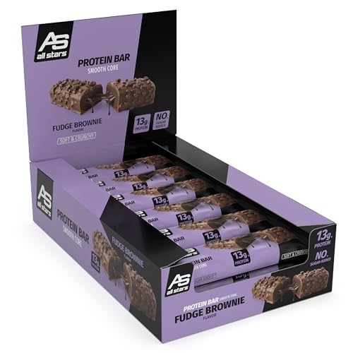 ALL STARS Protein Bar SMOOTH CORE 45 g Fudge Brownie - Knuspriger Proteinriegel mit 13g Eiweiß ohne zugesetztem Zucker & Palmfett mit cremiger Füllung