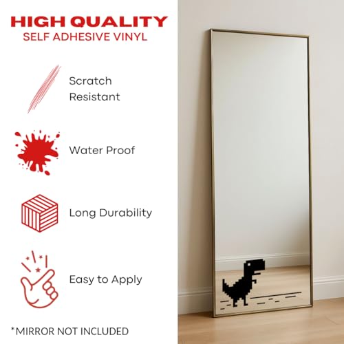 Image of Sticker for Glass & Mirrors| Minimal Vinyl Decal for Bedroom Bathroom & Cafe | Self-Adhesive Waterproof Quote Mirror Sticker | Aesthetic Decals (No Connection Dino, Small, Matt Black)