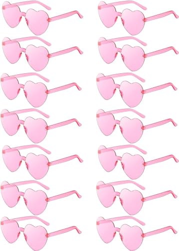 Daover 14 pares óculos de sol coração, óculos de casamento divertidos, aniversários, festa de carnaval e cosplay, rosa