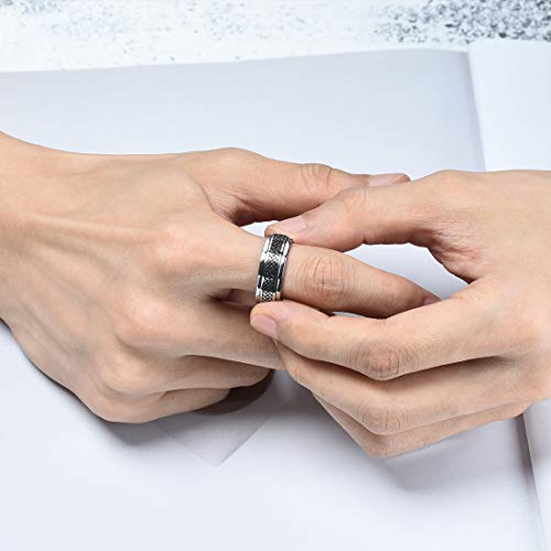 Image of King Will 316L Stainless Steel Spinner Ring for Men Women- 8mm Width Fidget Ring with Dragon /Celtic Knot Pattern, Stress Anxiety Relief Comfort Fit Wedding Band