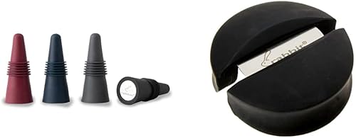 Rabbit Tapones para botellas, juego de 4, multicolor y cortador de papel de aluminio para botellas de vino (negro), 1 EA - W6113