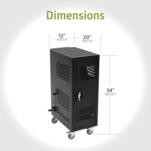 Pearington 16MINI-01KD 16-Device Classroom and Office Mobile Charging Storage Cart for Ipads, Chromebooks and Laptops, 34" x 20" Size