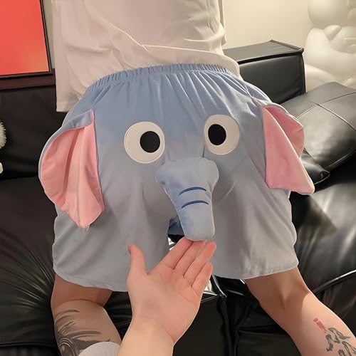 Elephant Pajama Shorts - Cute Animal Pants With Big Nose and Ears, Unisex Soft Homewear Sleepwear3